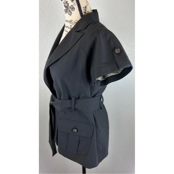 Cynthia Steffe Black Short Sleeve Jacket with Waist Tie Belt, Medium - Picture 2 of 5